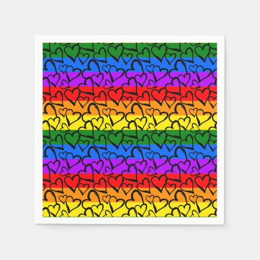 Rainbow Heart Pattern Serviette (Vorderseite)