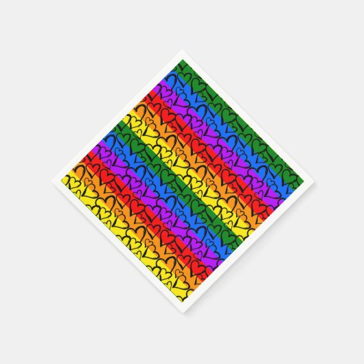 Rainbow Heart Pattern Serviette (Ecke)