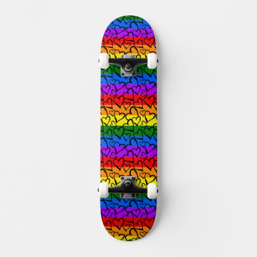 Rainbow Heart Pattern Skateboard (Vorderseite)