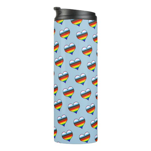 Rainbow Heart Pattern Thermal Tumbler Thermosbecher (Nach rechts gedreht)