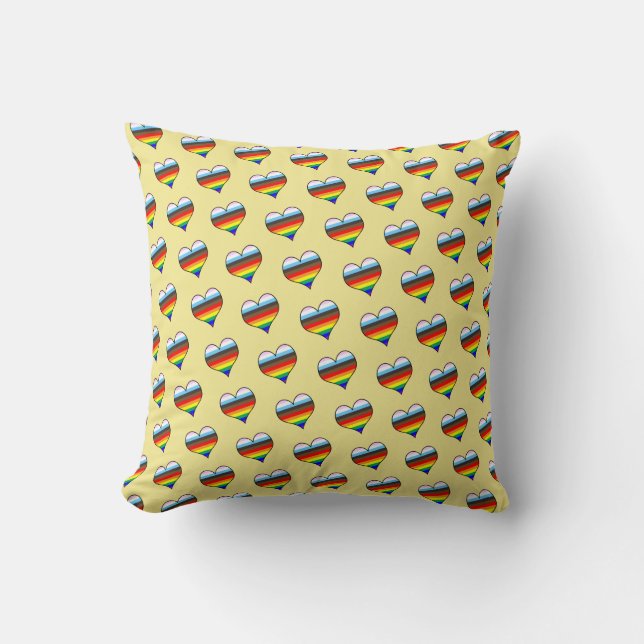 Rainbow Heart Pattern Throw Kissen (Vorderseite)