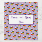 Rainbow Heart Pattern Weinetikett (Einzelnes Label)