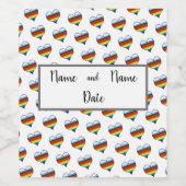 Rainbow Heart Pattern Weinetikett (Einzelnes Label)