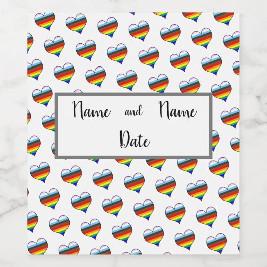 Rainbow Heart Pattern Weinetikett (Einzelnes Label)