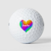 Rainbow Heart Personalisierte Golfplätze Golfball (Vorderseite)