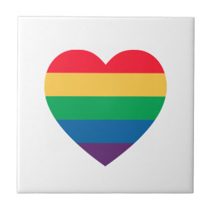 Rainbow Heart Pride Keramik Tile Fliese