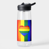 Rainbow Heart & Pride Rainbow Flag, LGBT Community Trinkflasche (Links)