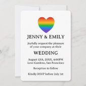 Rainbow Heart Proud Gay Lesbian Wedding Einladung (Vorderseite)