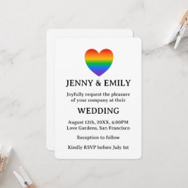 Rainbow Heart Proud Gay Lesbian Wedding Einladung