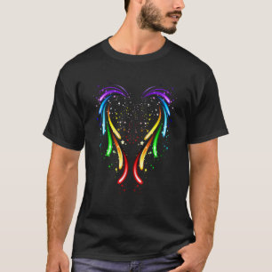 Rainbow Heart Proud Lgbt Que Equality Couple Wed T-Shirt