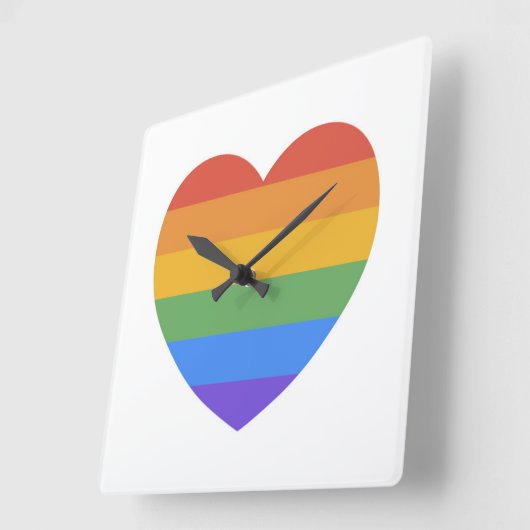 Rainbow Heart Quadratische Wanduhr (Winkel)