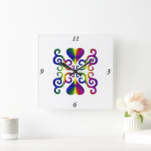 Rainbow Heart Quadratische Wanduhr (Zuhause)