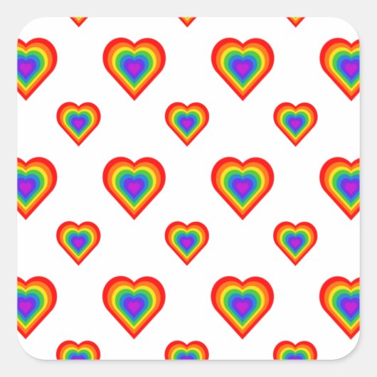 Rainbow Heart Quadratischer Aufkleber (Vorderseite)