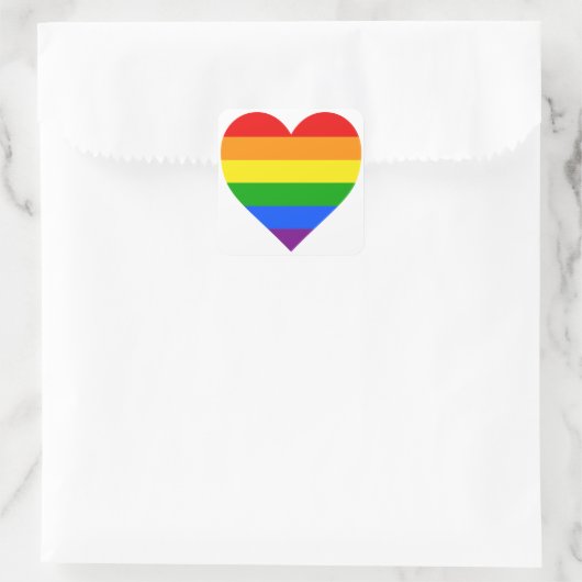"RAINBOW HEART" QUADRATISCHER AUFKLEBER (Tasche)
