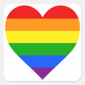 "RAINBOW HEART" QUADRATISCHER AUFKLEBER (Vorderseite)