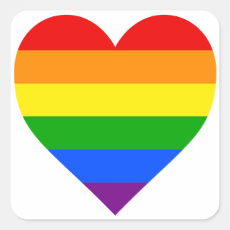 "RAINBOW HEART" QUADRATISCHER AUFKLEBER
