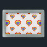 Rainbow Heart Rechteckige Gürtelschnalle<br><div class="desc">Rainbow Herzmuster. Exklusives Design.</div>