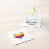Rainbow Heart Rechteckiger Pappuntersetzer (Vor Ort)