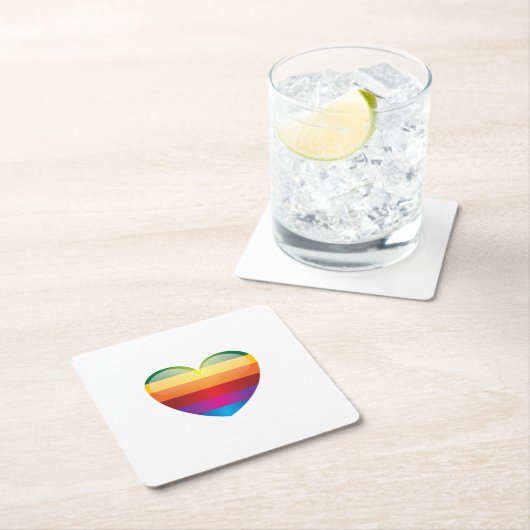 Rainbow Heart Rechteckiger Pappuntersetzer (Vor Ort)