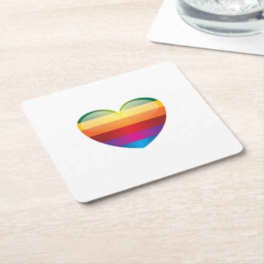 Rainbow Heart Rechteckiger Pappuntersetzer (angewinkelt)