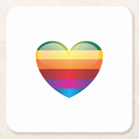 Rainbow Heart Rechteckiger Pappuntersetzer (Vorderseite)
