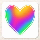 Rainbow Heart Rechteckiger Pappuntersetzer (Vorderseite)