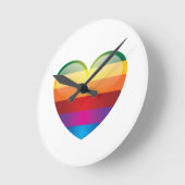 Rainbow Heart Runde Wanduhr (Winkel)