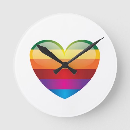 Rainbow Heart Runde Wanduhr (Vorderseite)