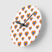 Rainbow Heart Runde Wanduhr (Winkel)