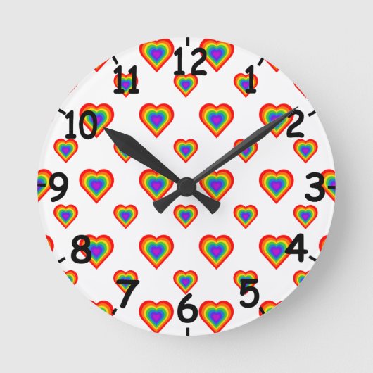 Rainbow Heart Runde Wanduhr (Vorderseite)