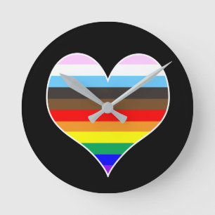 Rainbow Heart Runde Wanduhr