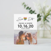 Rainbow Heart Save the Date Ankündigungspostkarte (Stehend Vorderseite)