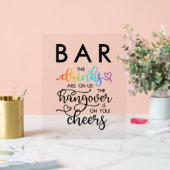 Rainbow Heart Script Bar Drinks auf unserer Hochze Acrylschild (Hochzeit)