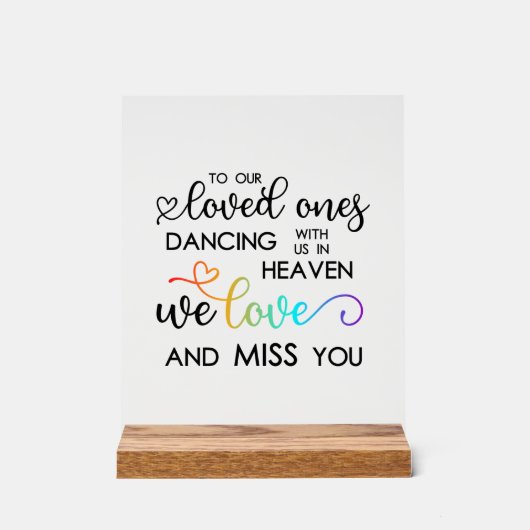 Rainbow Heart Script Dancing in Heaven Wedding Acrylschild (Vorderseite)