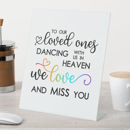 Rainbow Heart Script Dancing in Heaven Wedding Sockelschild (In Situ)