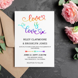 Rainbow Heart Script Liebe is Liebe LGBT Wedding Einladung