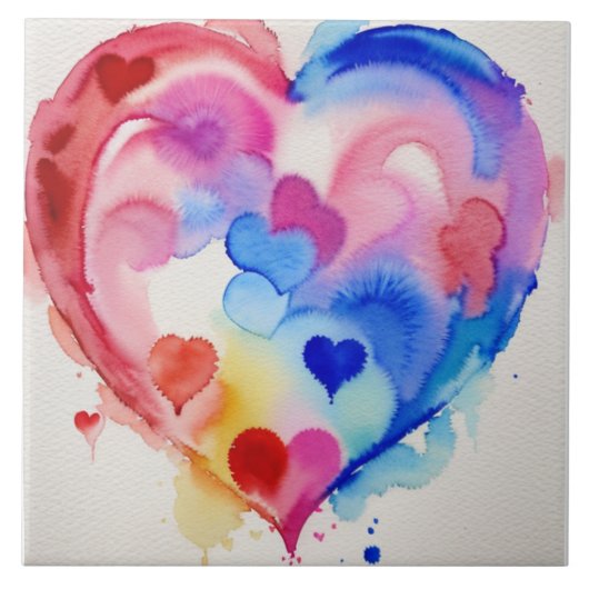 Rainbow Heart Sections, Einzigartige Geschenkidee Fliese (Vorderseite)
