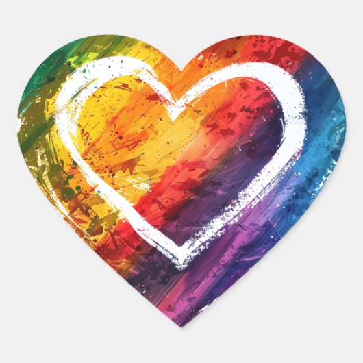 Rainbow Heart Shape Stickers (Vorderseite)