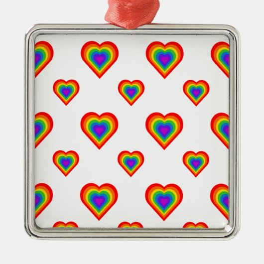 Rainbow Heart Silbernes Ornament (Vorne)