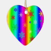 Rainbow Heart Snowflakes Christmas LGBTQ Keramik Ornament (Rechts)
