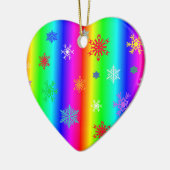 Rainbow Heart Snowflakes Christmas LGBTQ Keramik Ornament (Links)
