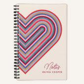 Rainbow Heart Spiral Notebook - Burgund Notizblock (Vorderseite)