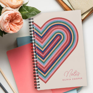 Rainbow Heart Spiral Notebook - Lachs Pink Notizblock