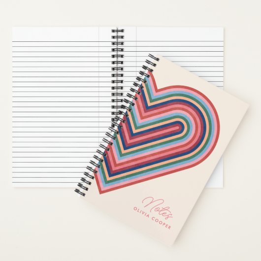 Rainbow Heart Spiral Notebook - Lachs Pink Notizblock (Innen)