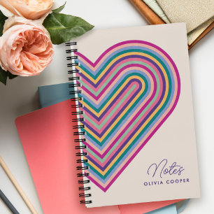 Rainbow Heart Spiral Notebook - Lila Notizblock
