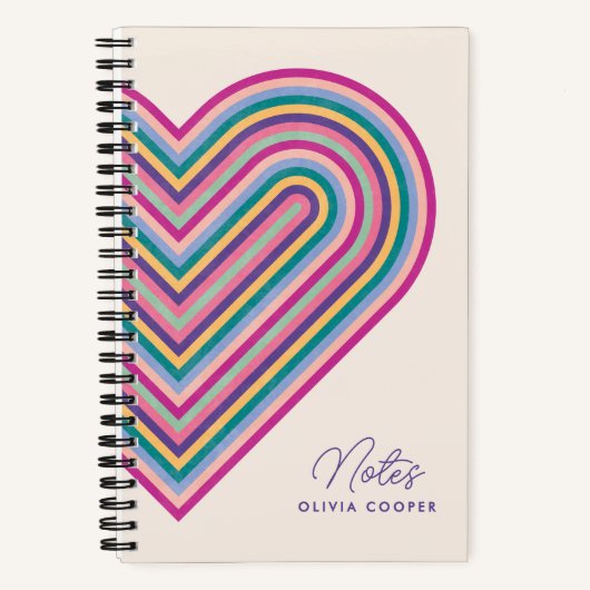 Rainbow Heart Spiral Notebook - Lila Notizblock (Vorderseite)