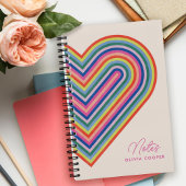 Rainbow Heart Spiral Notebook - Magenta Notizblock