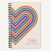 Rainbow Heart Spiral Notebook - Magenta Notizblock (Vorderseite)