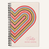 Rainbow Heart Spiral Notebook - Pink Notizblock (Vorderseite)