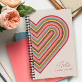 Rainbow Heart Spiral Notebook - Pink Notizblock